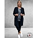 KAFFE CURVE Trui Lizzy Blue/Black Graphic